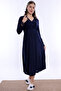 Comfortable Cut Maternity Nightgown with Cotton Breastfeeding Feature - Effortt - Navy Blue - 7