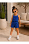 Blue Ribbed Rib Baby Crop Set Bottom-Top Summer Shorts Set