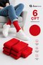 6 Pairs of Unisex Cotton Socks - Red Colored Tennis Socks