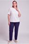 Hscstore Women's Crew Neck Large Size White T-shirt - O4054 - 5