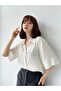 Retro Model Loose Short Sleeve Shirt Women Ecru