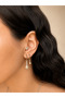 Non-Tarnishing Gold Color Zircon Stone Six-Piece Earring Set with Drop Stone Detail Earring Combination - 3