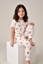 Strawberry Patterned Short Sleeve 100% Cotton Girls' Pajama Set - 6