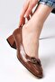Dolly Brown Buckle Accessory Blunt Toe Women's Short Heeled Shoes - 3