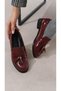 Meline Burgundy Color Patent Leather Women's Casual Oxford Shoes