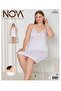 Women's Oversized Viscose Fabric Adjustable Strap V-Neck Lace Detailed Nightgown - Cream