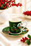 2 Person Porcelain Lovelybirds Red Green Special Design Coffee Cup Set 90ml - 3
