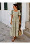 Pistachio Green Striped Long Dress |   Vmd2472