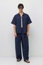 Relaxed Fit Oversize Shirt and Super Baggy Trousers Set Navy Blue