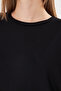 Waist-Slit Wide Sleeve Natural Viscose Black Blouse - 8