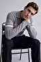 Men's Zippered Polo Neck Gray Sweater Knitwear Embossed Knit Pattern Classic Fit - 5241F - 3