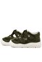 Genuine Leather Velcro Khaki Green Baby Sandals - 6
