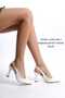 White Leather Shoes with Pointed Toes, Open Back, 9 cm Goblet Heel, New Season - 2