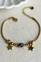 Women's Steel Bracelet with Evil Eye Charm – 17+2 cm Gold Color Bracelet |   Non-Tarnish Women's Jewelry