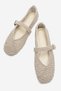 Women's Buckle-Strapped Braided Ballerina Shoes Cream - 5