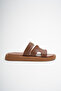 Women's Comfortable Everyday Slippers with Tan Gold Accessories and Comfortable Soles - 2
