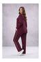 Women's Ribbed Long Sleeve Premium Modal Top and Bottom Tracksuit Set - Burgundy - 3
