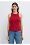Halter Neck Red Tank Top Fitted / Bodycon Cut 1613912-70391 - 5