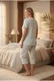 Angelique Bamboo Fabric Short Sleeve Lace Detailed Women's Capri Suit 22259 - 3