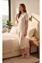Angelique Bamboo Fabric Short Sleeve Ruffle and Bow Detailed Floral Patterned Women's Capri Suit 22322 - 2