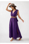 Azi̇ze Bohem Stylish Muslin Dress / Purple - 2