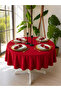 Pearl Velvet Textured Round Tablecloth Red - 5