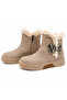 Girl's Butterfly Figure Beige Color Non-Slip Sole Boots - 4