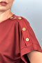 Women's tile plus size shoulders button detailed lycra blouse - 3