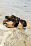 Farah Genuine Leather Black Light Sole Men's Sandals