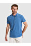 Dark Blue Slim Fit 100% Cotton Zippered Polo Collar T-Shirt 50307516-Vr032