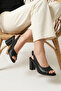 , Women's Genuine Leather Heeled Sandals 1611020Z1716 Black - 2
