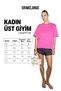 Lagertha women's 100% organic cotton thick textured oversize fit round neck fuchsia t-shirt - 6