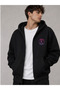 سترة شتوية سوداء بغطاء للرأس وسحاب للرجال مع سترة من الصوف من الداخل - 5