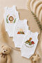 100% Cotton 3-Piece Sleeveless Baby Bodysuit Set – Lion, Mountain and Dinosaur Patterned Summer Baby Bodysuit - 4
