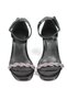 Audrey Flexible Soft Non-Slip Sole (4/6cm) Black Patent Leather Twisted Silver Band Women's Heeled Shoes - 4