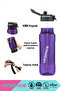 1000ml New Collection Large Size Silicone Straw Tritan Water Bottle with Measuring Scale Transparent Body and Hand Strap, Bpa Free, Odor Free - 4