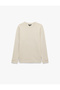 Cotton Long Sleeve Textured Basic Crew Neck Sweatshirt - 5