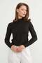 Mock Neck Wrinkled Fabric Blouse - 4