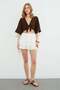 Elastic Waist Muslin Fabric Mini Length Short Skirt - 3