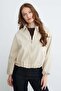 Zippered Polo Collar Bomber Jacket - 5