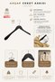 Wooden M023 40cm Women's Jacket, Coat Hanger Black Color 14 Pieces