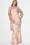 Strapless Floral Print Tulle Belted Bodycon Maxi Dress - 5