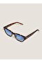 Unisex Oval Sunglasses Black Frame Blue Glass Hannover C1 - 3