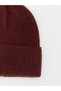 Alita City Lcw Accessories Burgundy Knitwear Plain Women's Beanie with a Difference - 2