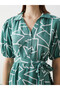Original Shirt Collar Patterned Dress - 3