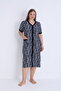 Women's Plus Size 100% Cotton Combed Cotton Fabric Buttoned Summer Dress / Laci-Çizgi 4180 - 4