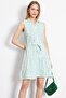 Green Sleeveless Dress - Button and Belt, Collar, ARM-24Y001066 - 4