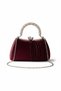 Half-Battery-Operated Claret Red Satin Stone Handle Evening Dress Bag, Handbag, Silver Evening Dress Bag - 4