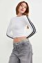 Crew Neck Sleeves Piped Detail Crop Body - 4