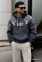 Smoked Hooded Pocket Detailed Printed Men's Sweatshirt 7052